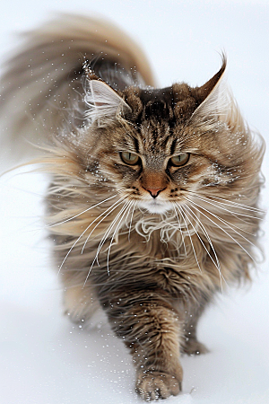 缅因猫可爱宠物猫摄影图