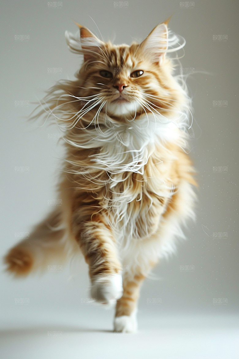 缅因猫品种猫可爱摄影图