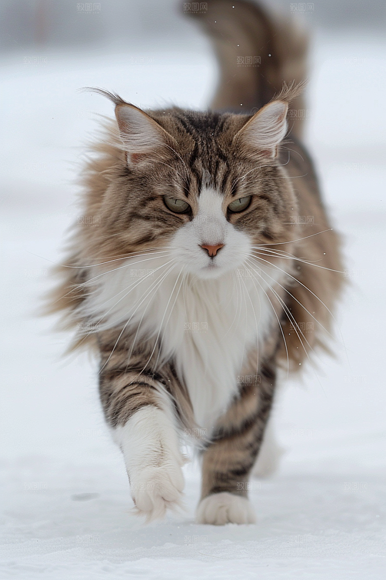 缅因猫毛茸茸陪伴摄影图