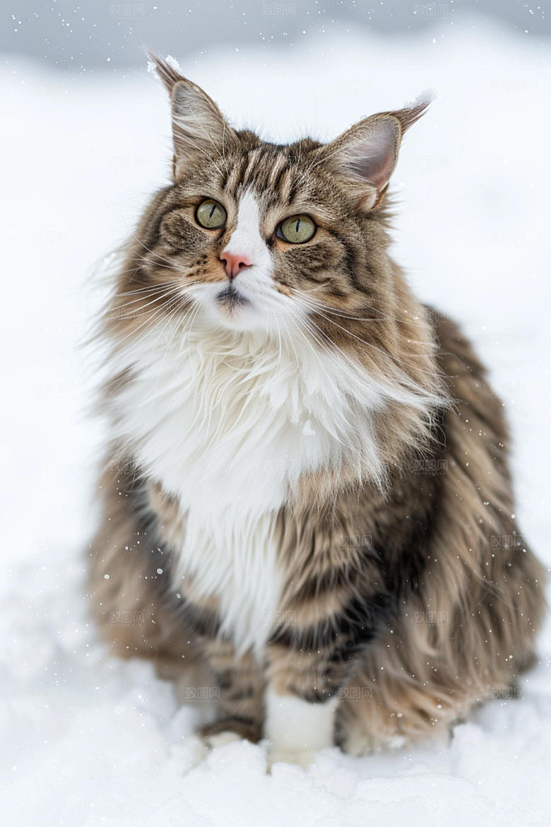 缅因猫长毛猫陪伴摄影图
