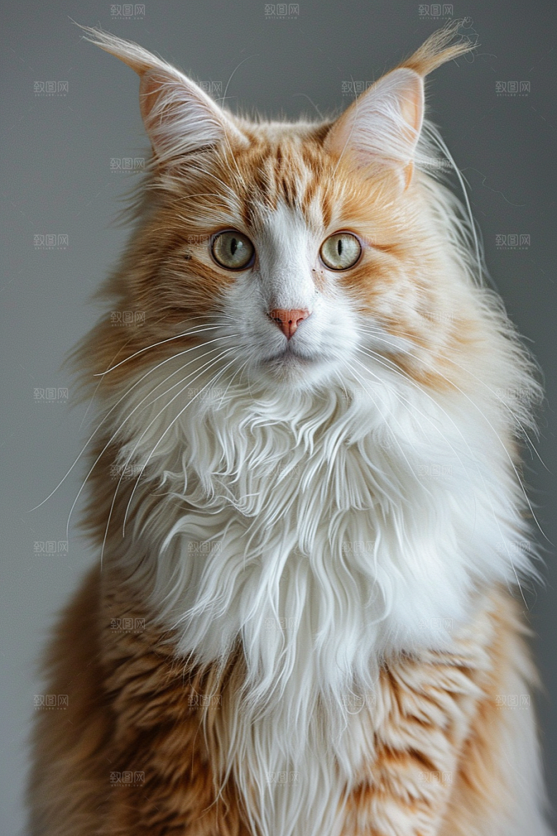 缅因猫毛茸茸陪伴摄影图
