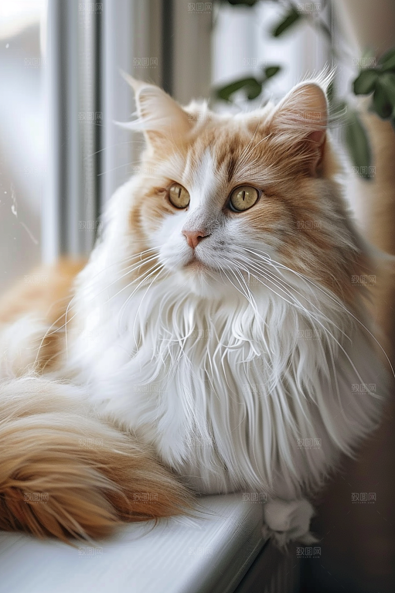 缅因猫家居生活品种猫摄影图