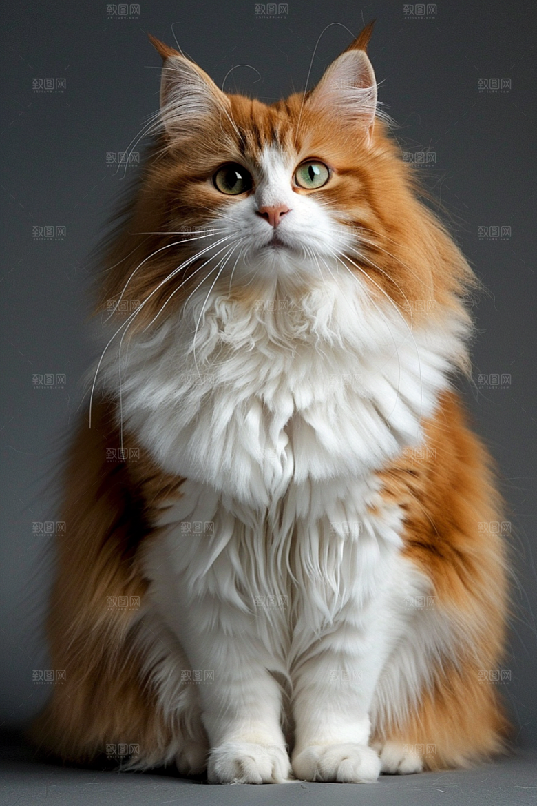缅因猫陪伴小动物摄影图