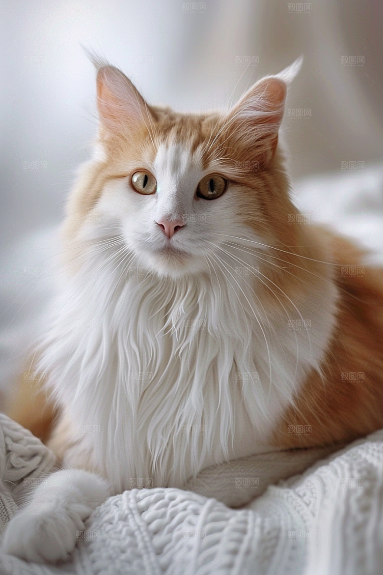 缅因猫陪伴长毛猫摄影图