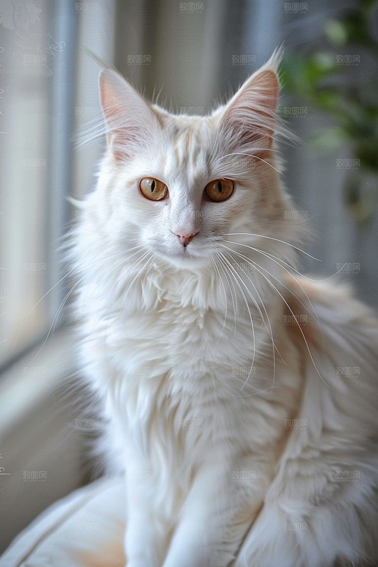 缅因猫长毛猫可爱摄影图