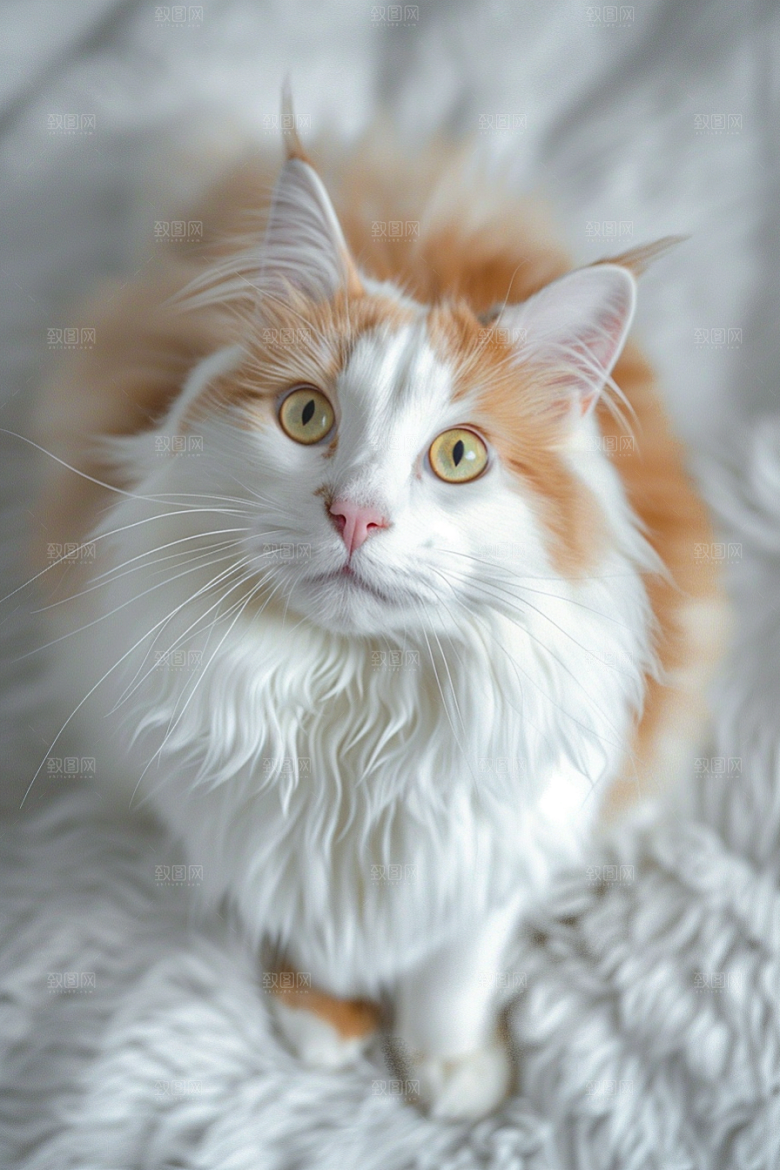 缅因猫陪伴宠物猫摄影图