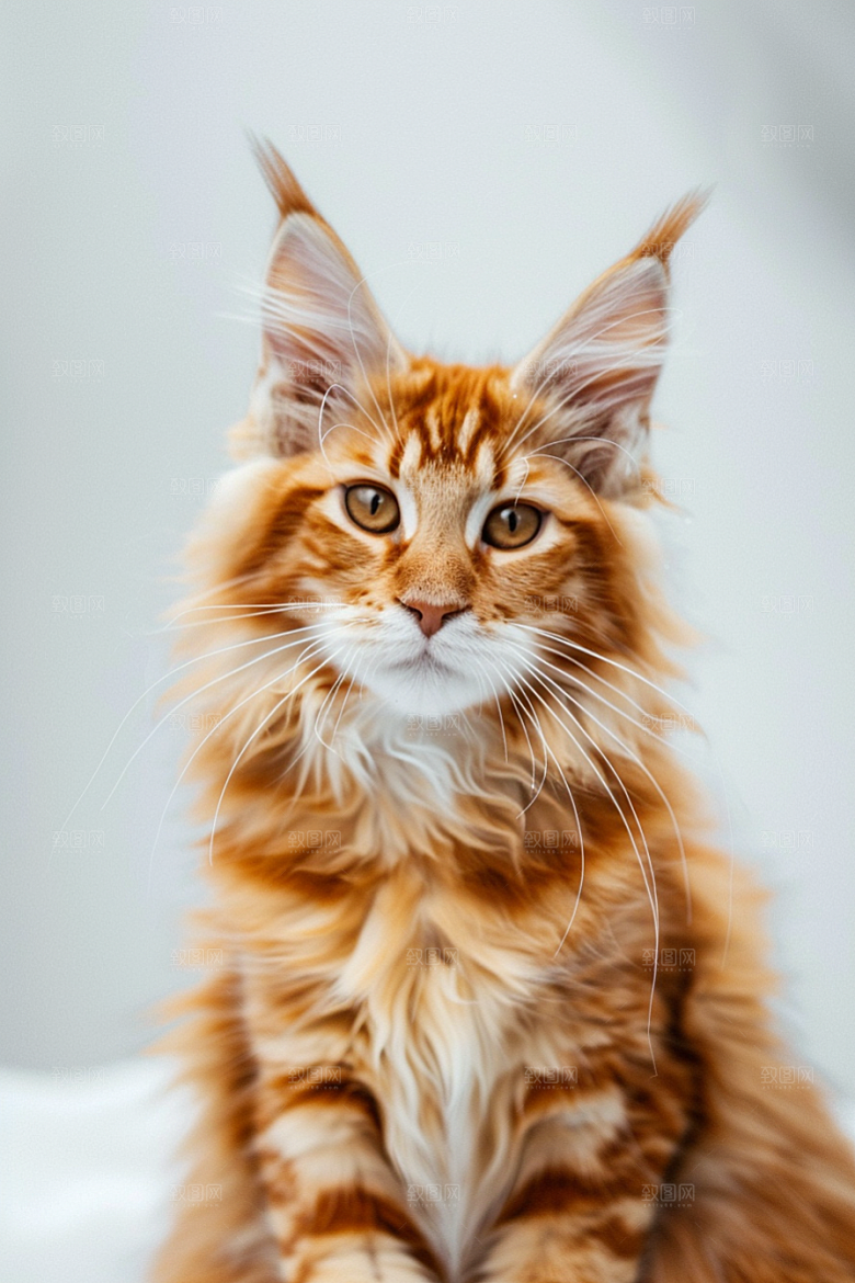 缅因猫家居生活品种猫摄影图