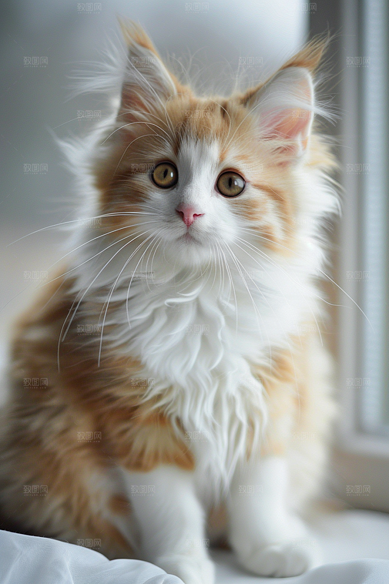 缅因猫家居生活小动物摄影图