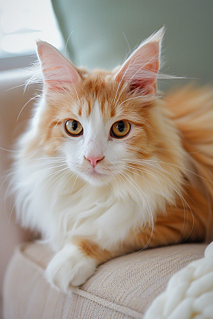 缅因猫可爱品种猫摄影图