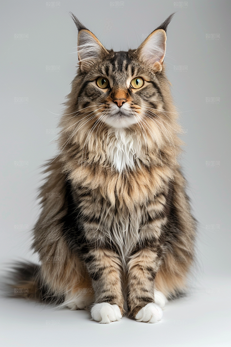 缅因猫宠物猫长毛猫摄影图