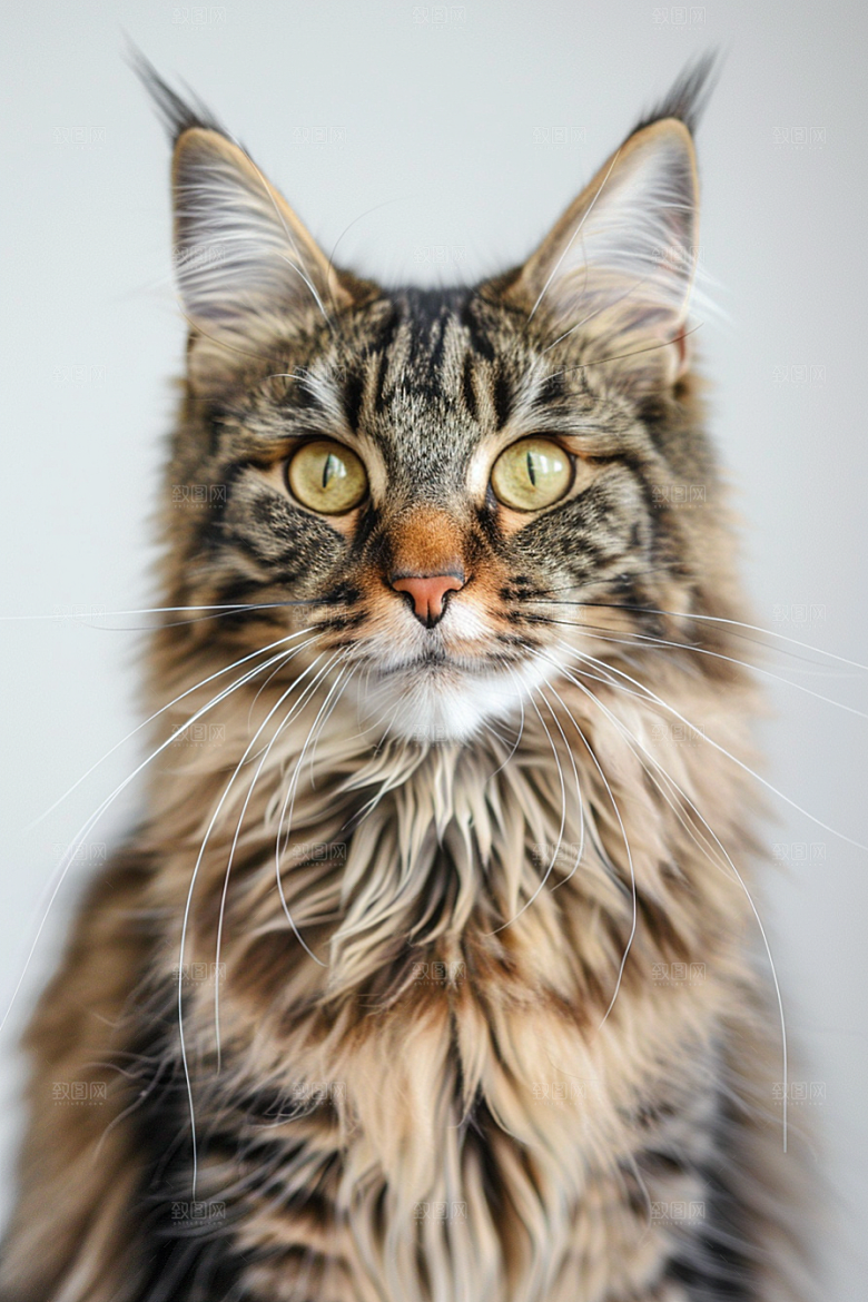 缅因猫陪伴高清摄影图