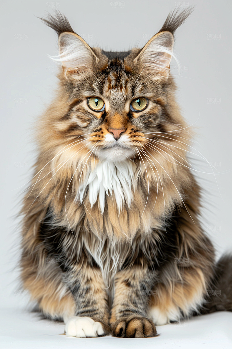 缅因猫养宠长毛猫摄影图