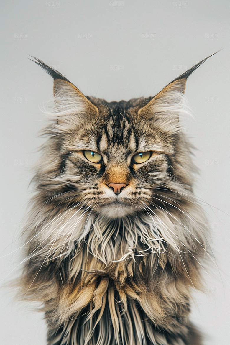 缅因猫陪伴品种猫摄影图