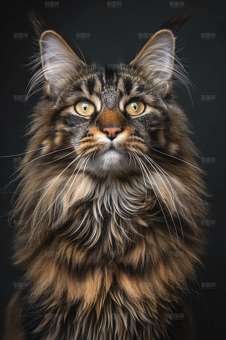 缅因猫宠物猫可爱摄影图