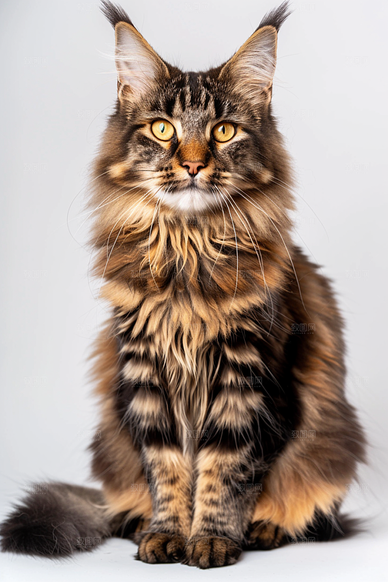 缅因猫高清陪伴摄影图