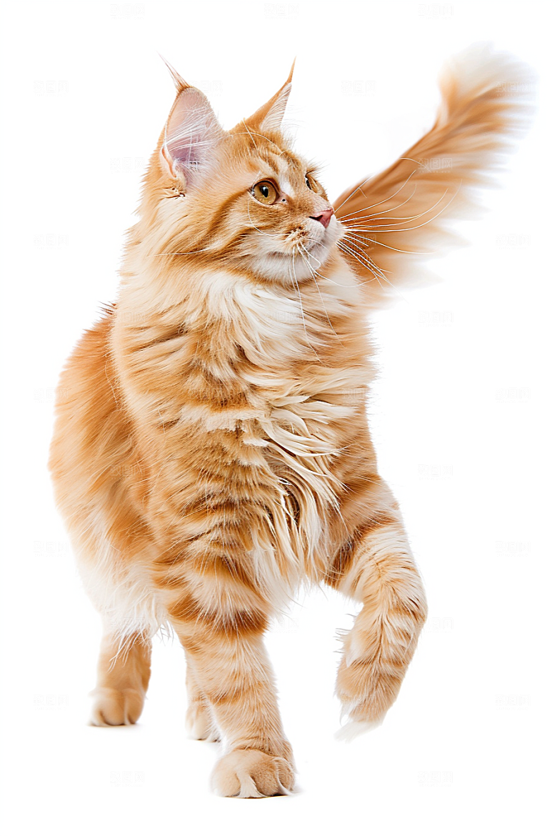 缅因猫家居生活长毛猫摄影图