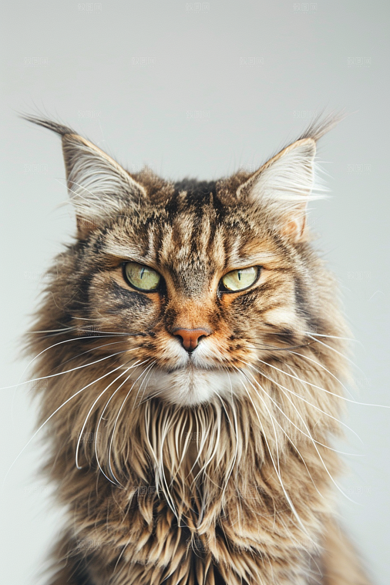 缅因猫长毛猫毛茸茸摄影图