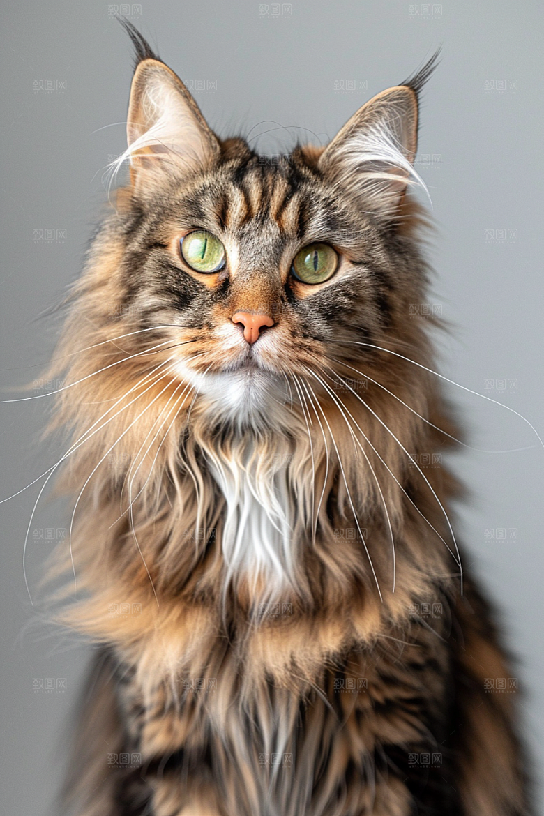 缅因猫宠物猫长毛猫摄影图