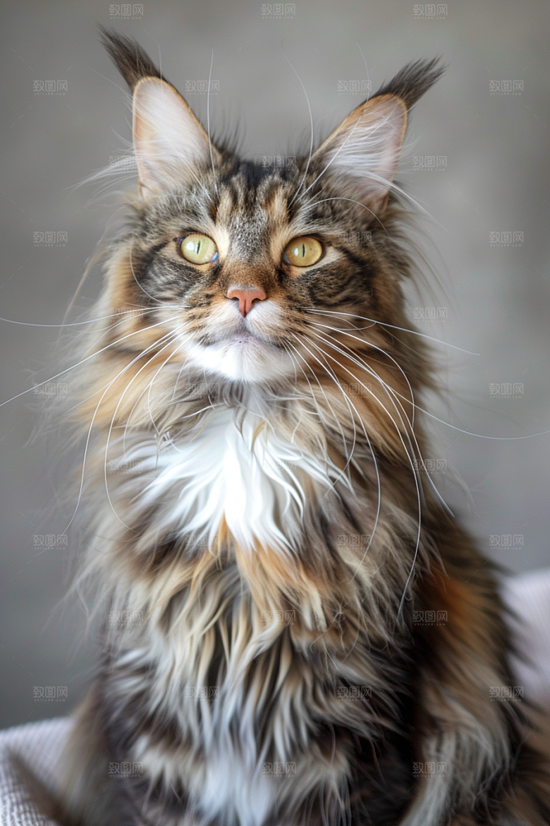 缅因猫家居生活可爱摄影图