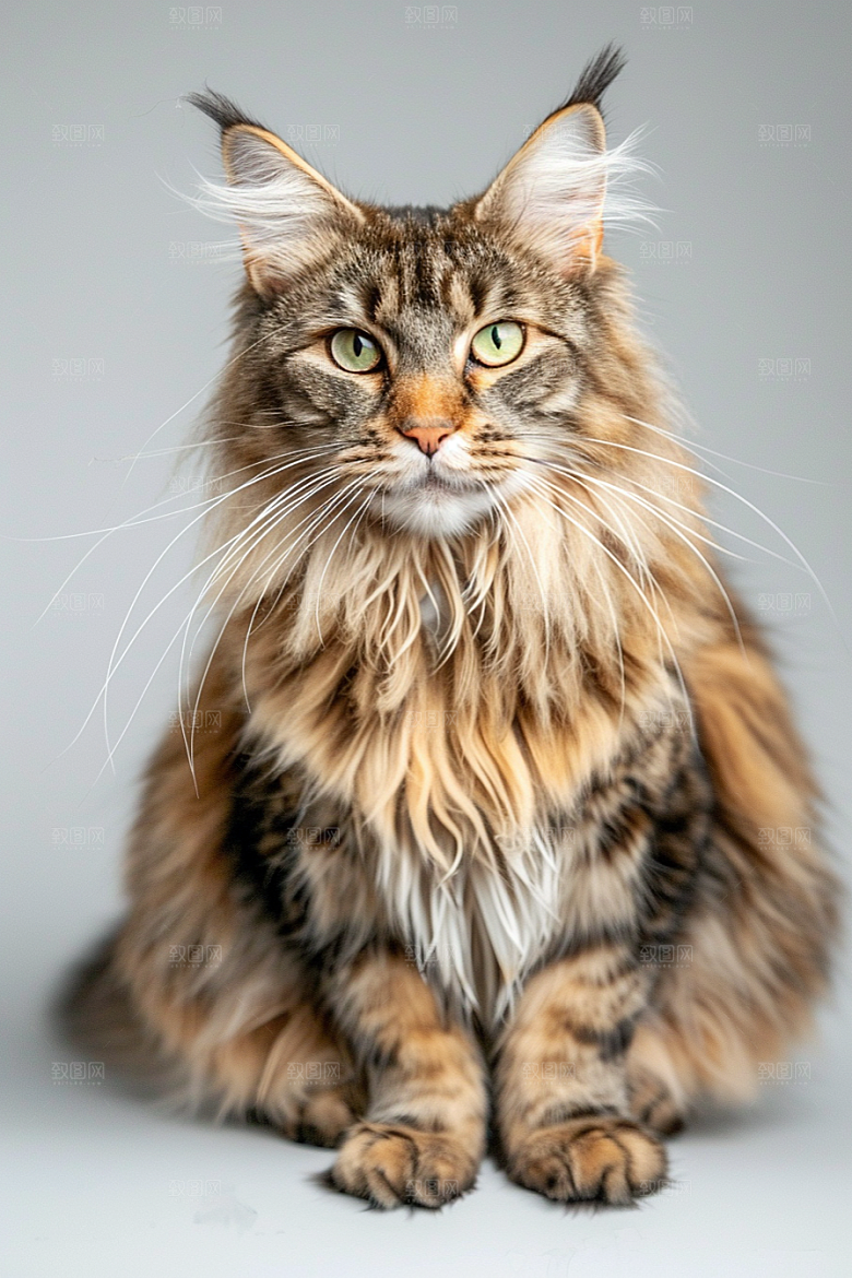 缅因猫家居生活养宠摄影图