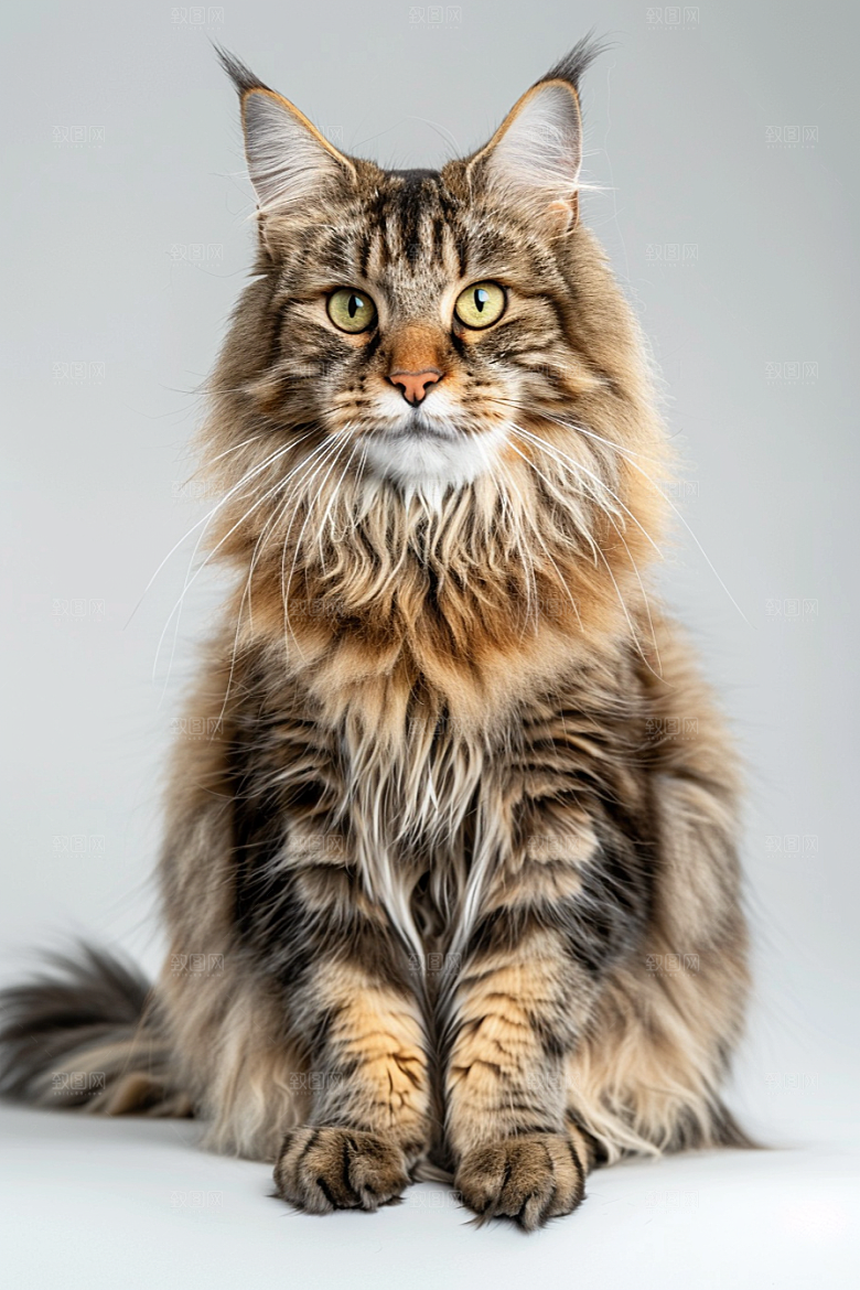 缅因猫小动物宠物猫摄影图