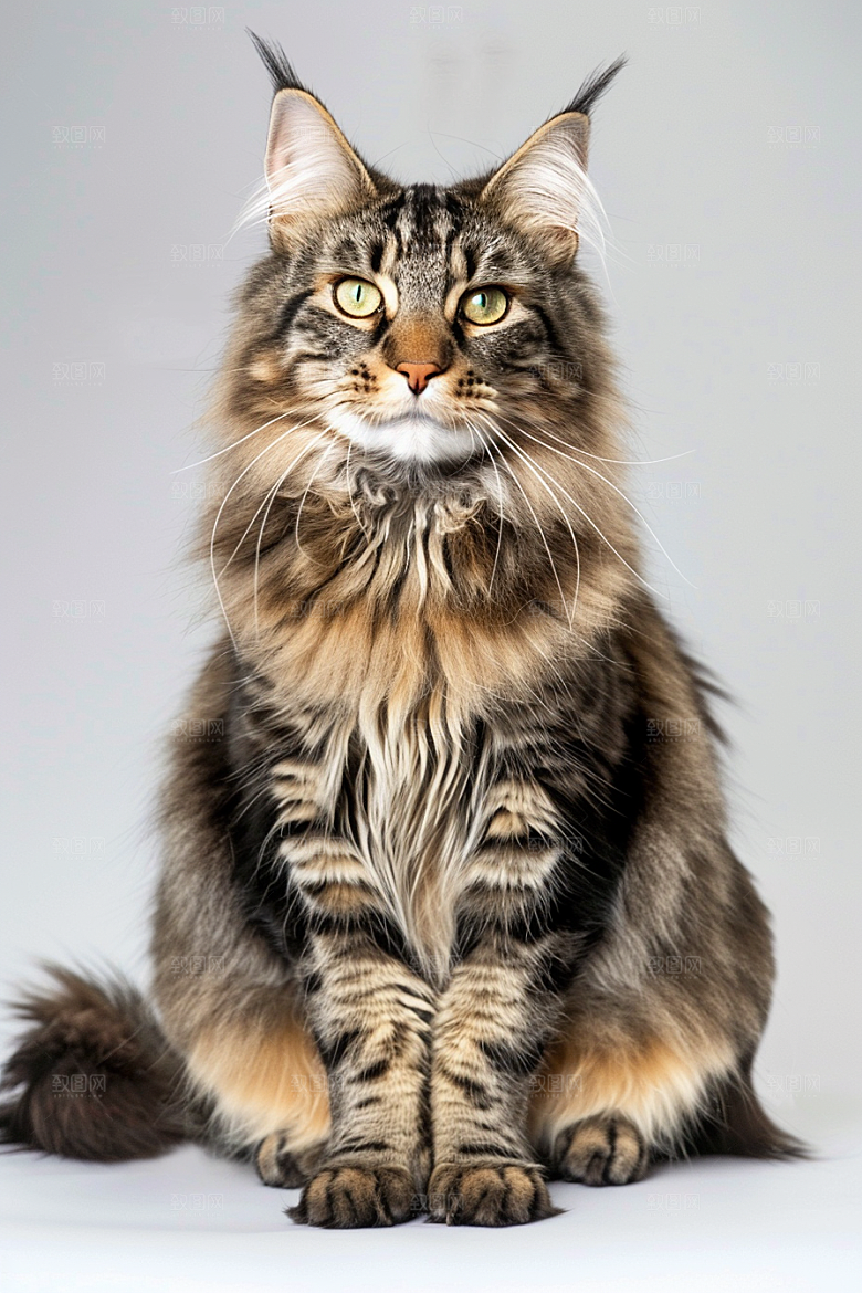缅因猫毛茸茸品种猫摄影图