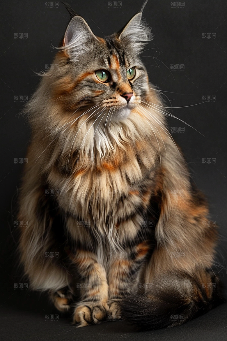 缅因猫毛茸茸陪伴摄影图