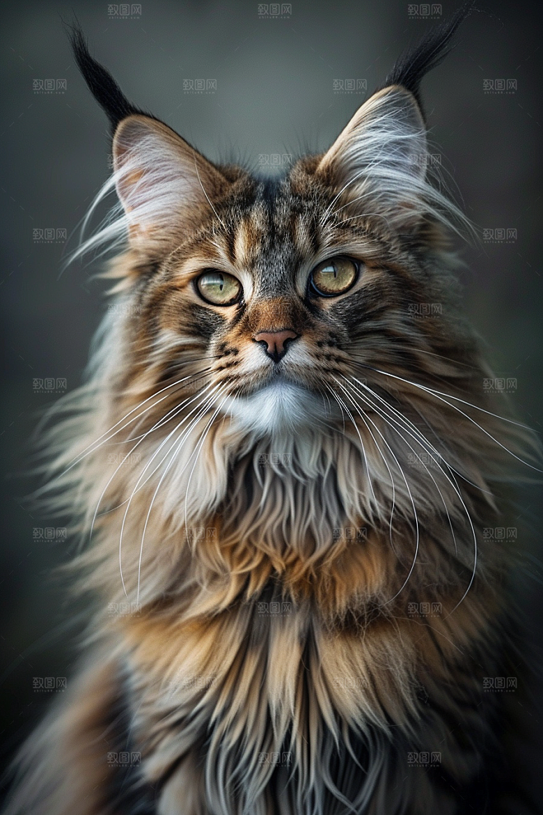 缅因猫高清宠物猫摄影图