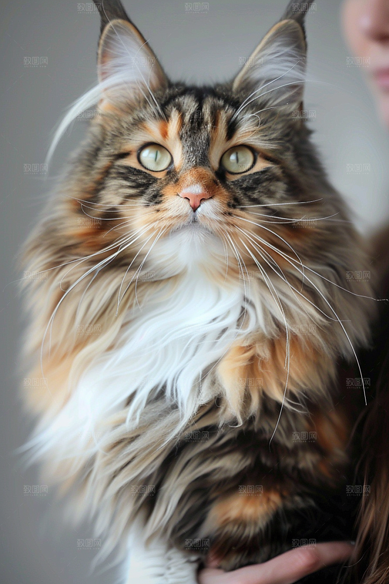 缅因猫品种猫宠物猫摄影图