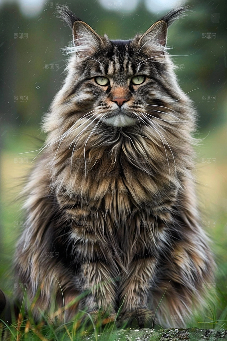 缅因猫品种猫小动物摄影图