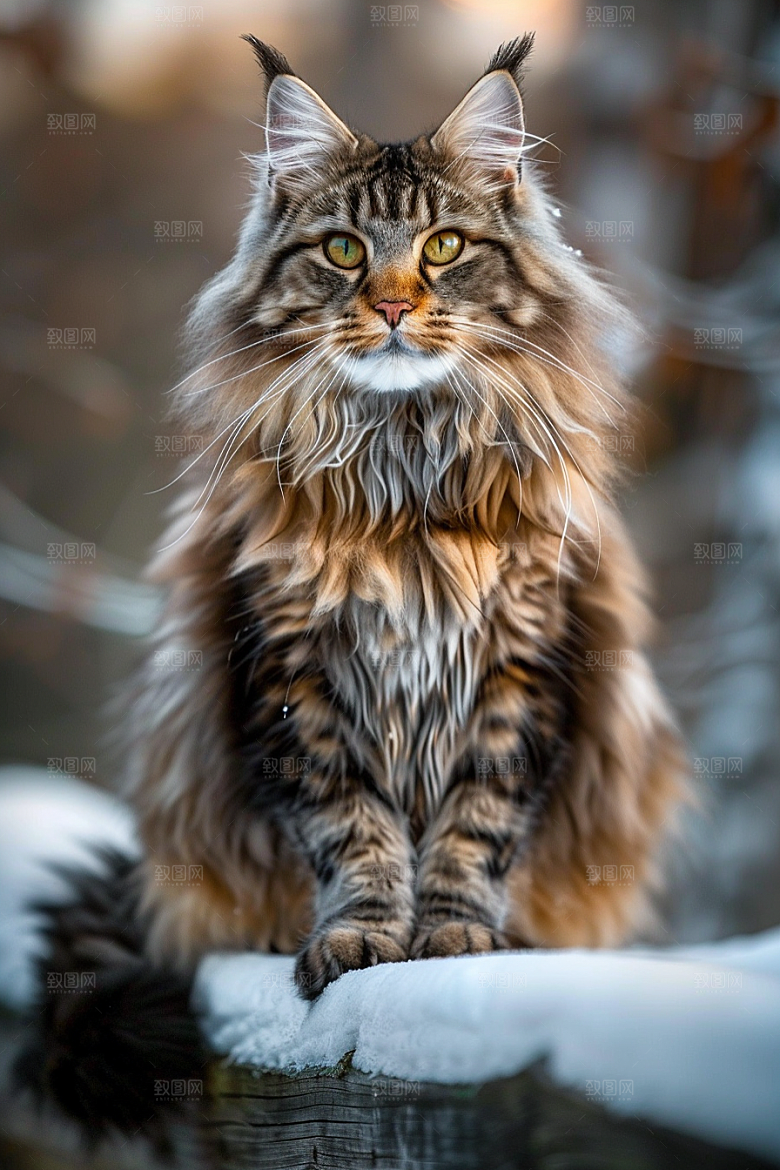 缅因猫长毛猫宠物猫摄影图
