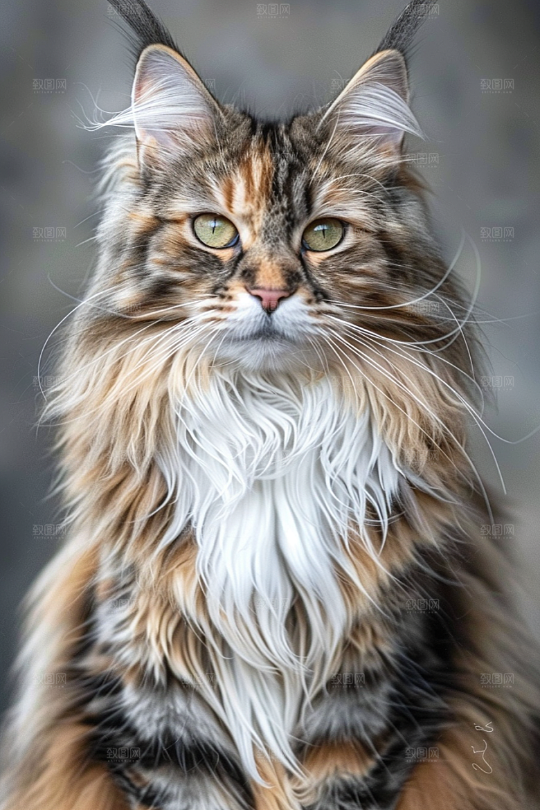 缅因猫可爱品种猫摄影图