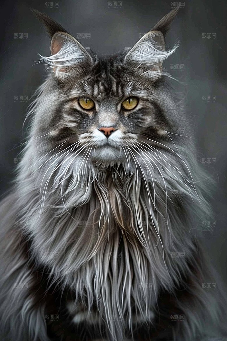 缅因猫宠物猫小动物摄影图