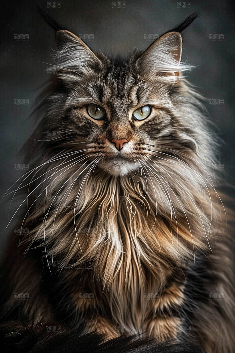 缅因猫长毛猫养宠摄影图