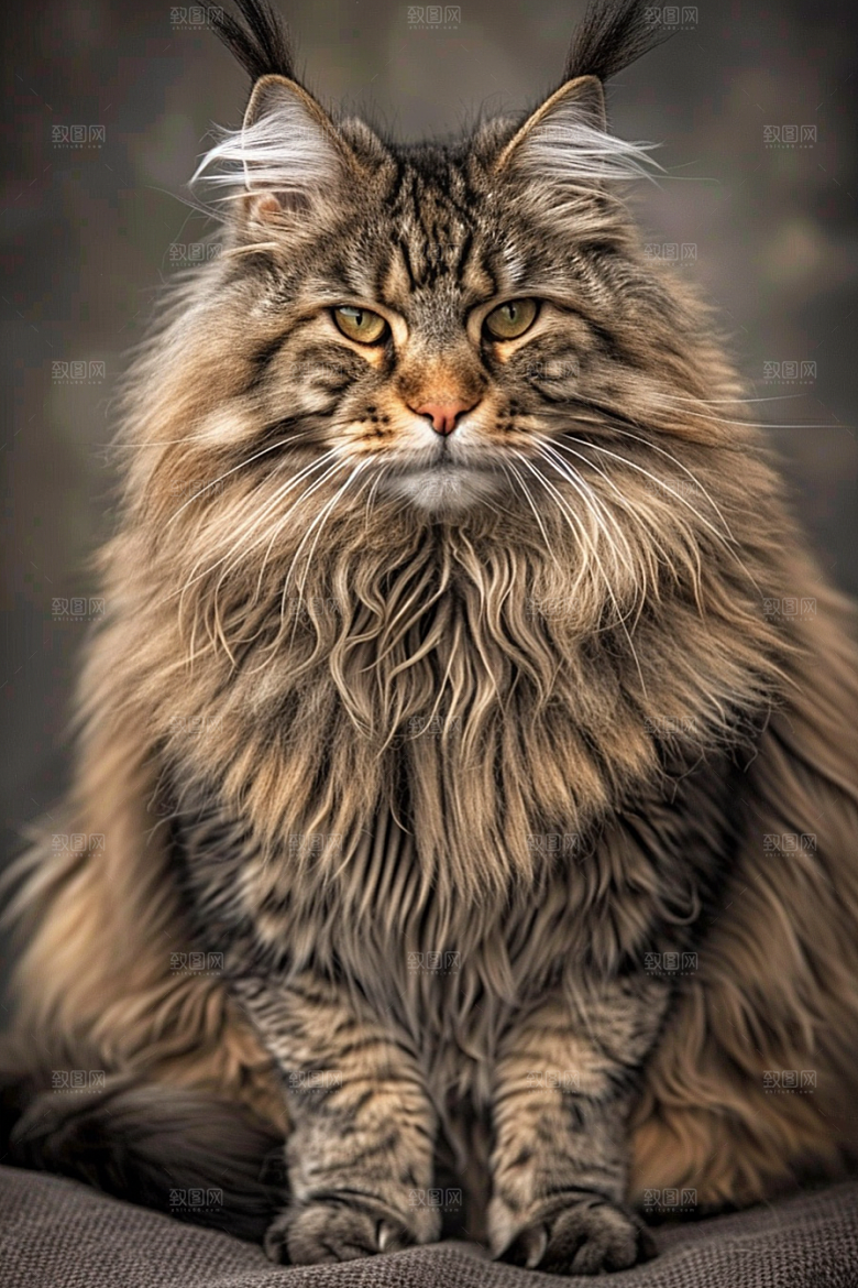 缅因猫长毛猫陪伴摄影图