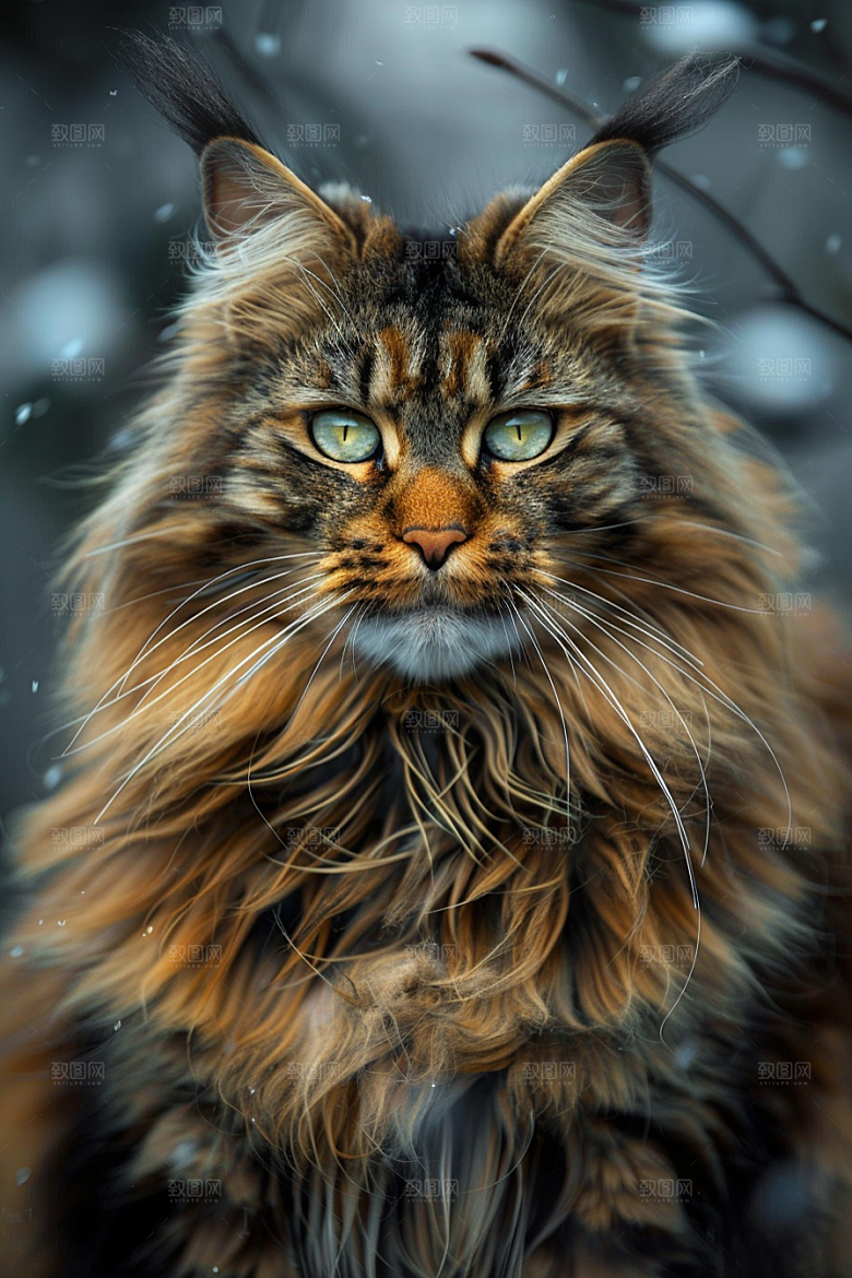 缅因猫家居生活高清摄影图