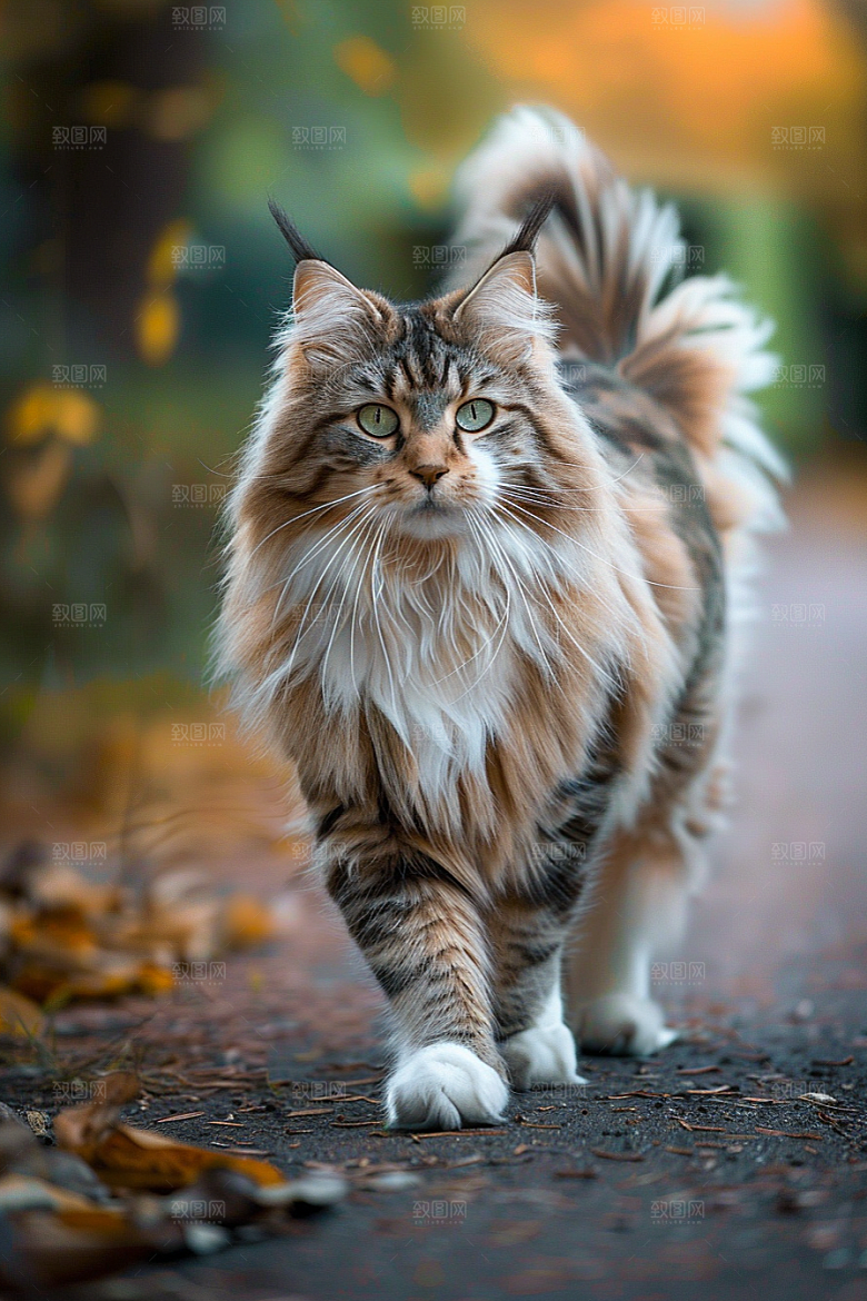 缅因猫长毛猫宠物猫摄影图