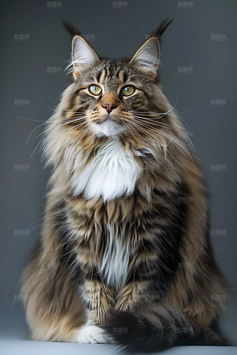 缅因猫宠物猫长毛猫摄影图