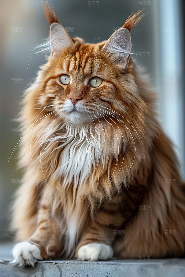 缅因猫品种猫可爱摄影图