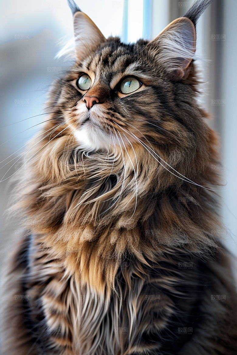 缅因猫可爱家居生活摄影图