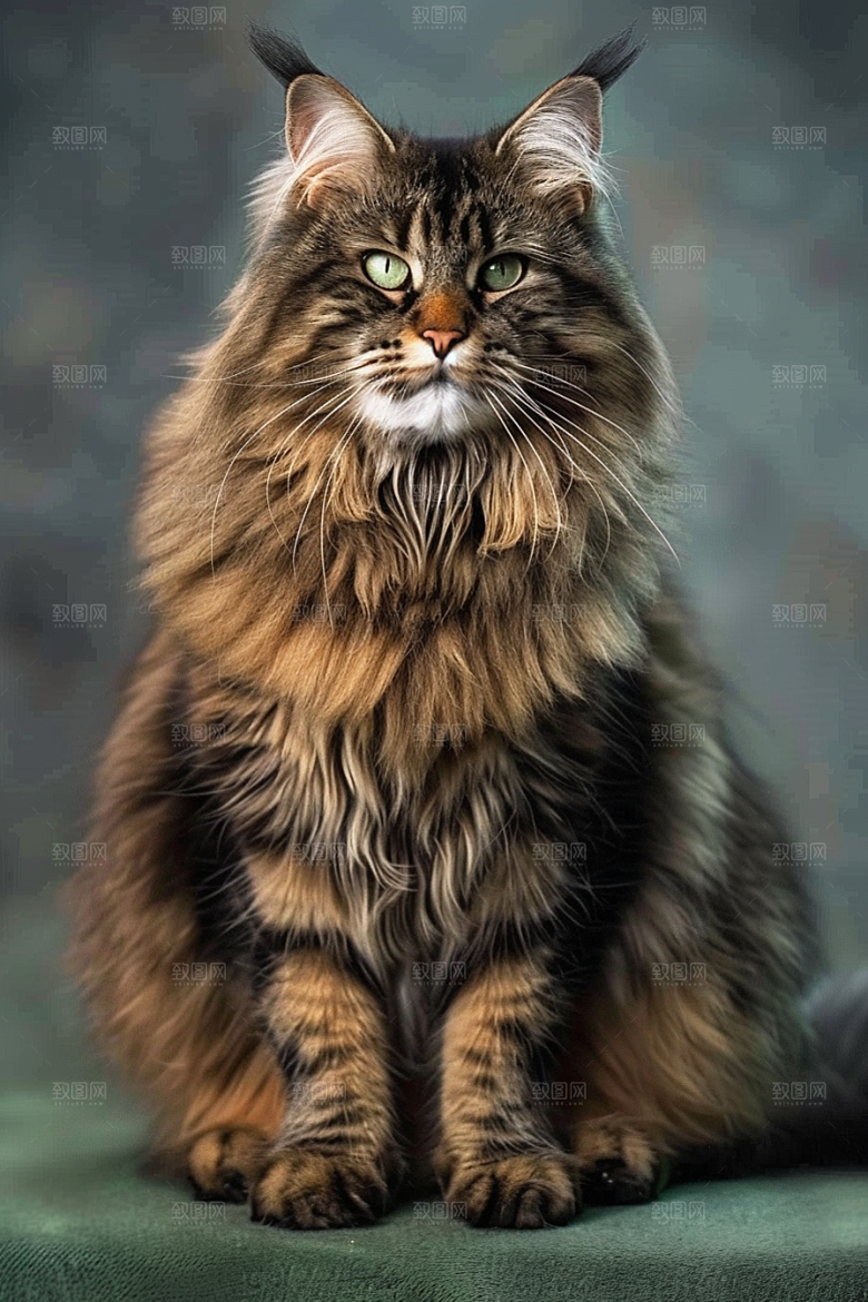 缅因猫家居生活毛茸茸摄影图