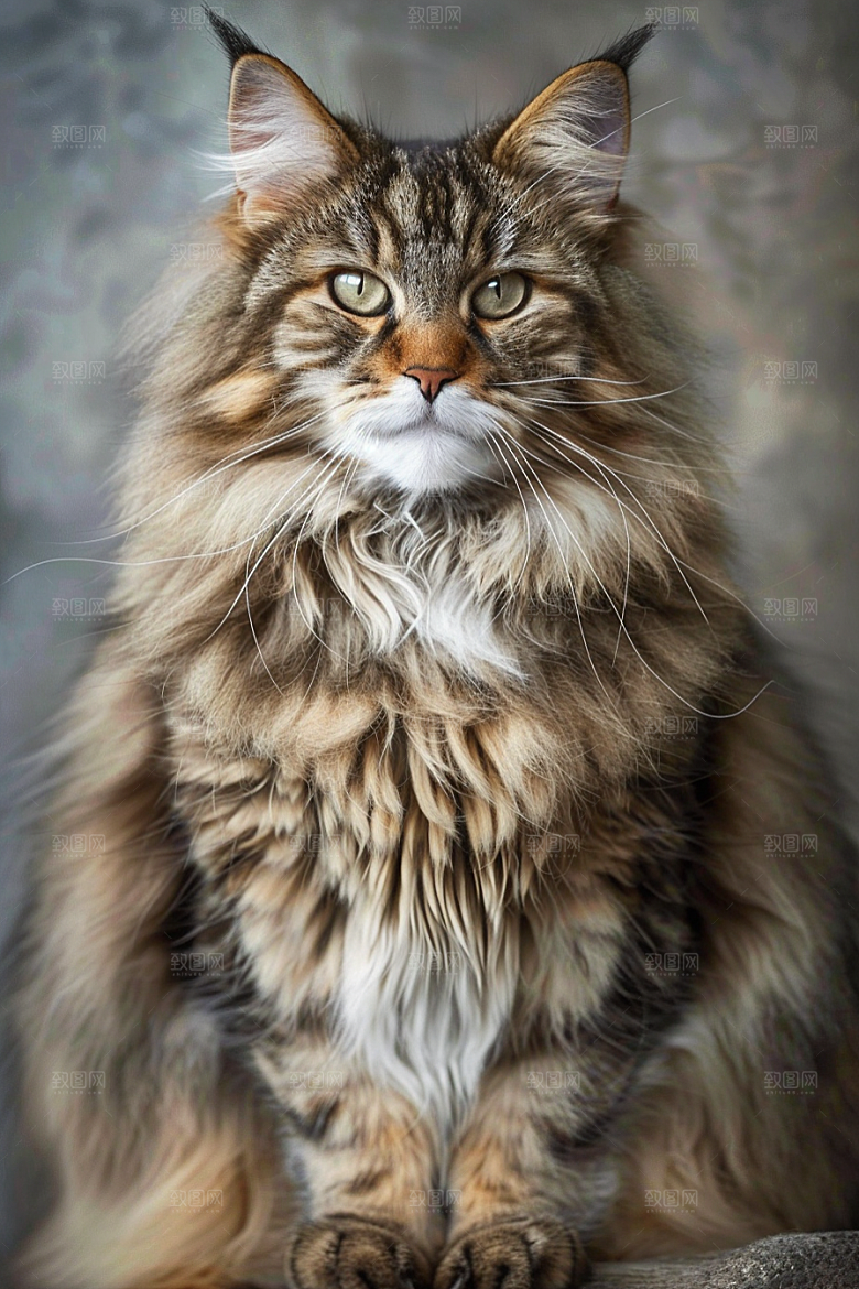 缅因猫毛茸茸可爱摄影图