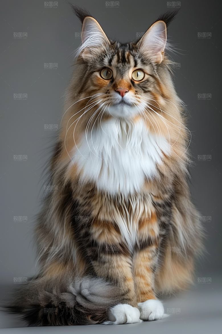 缅因猫品种猫陪伴摄影图