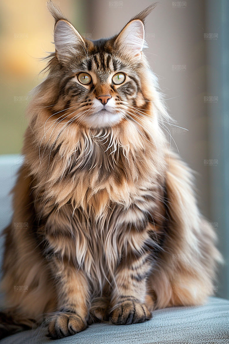 缅因猫养宠毛茸茸摄影图