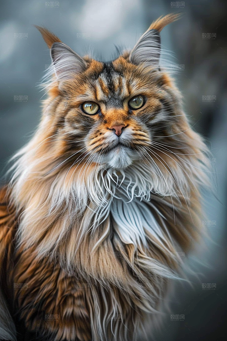 缅因猫宠物猫家居生活摄影图