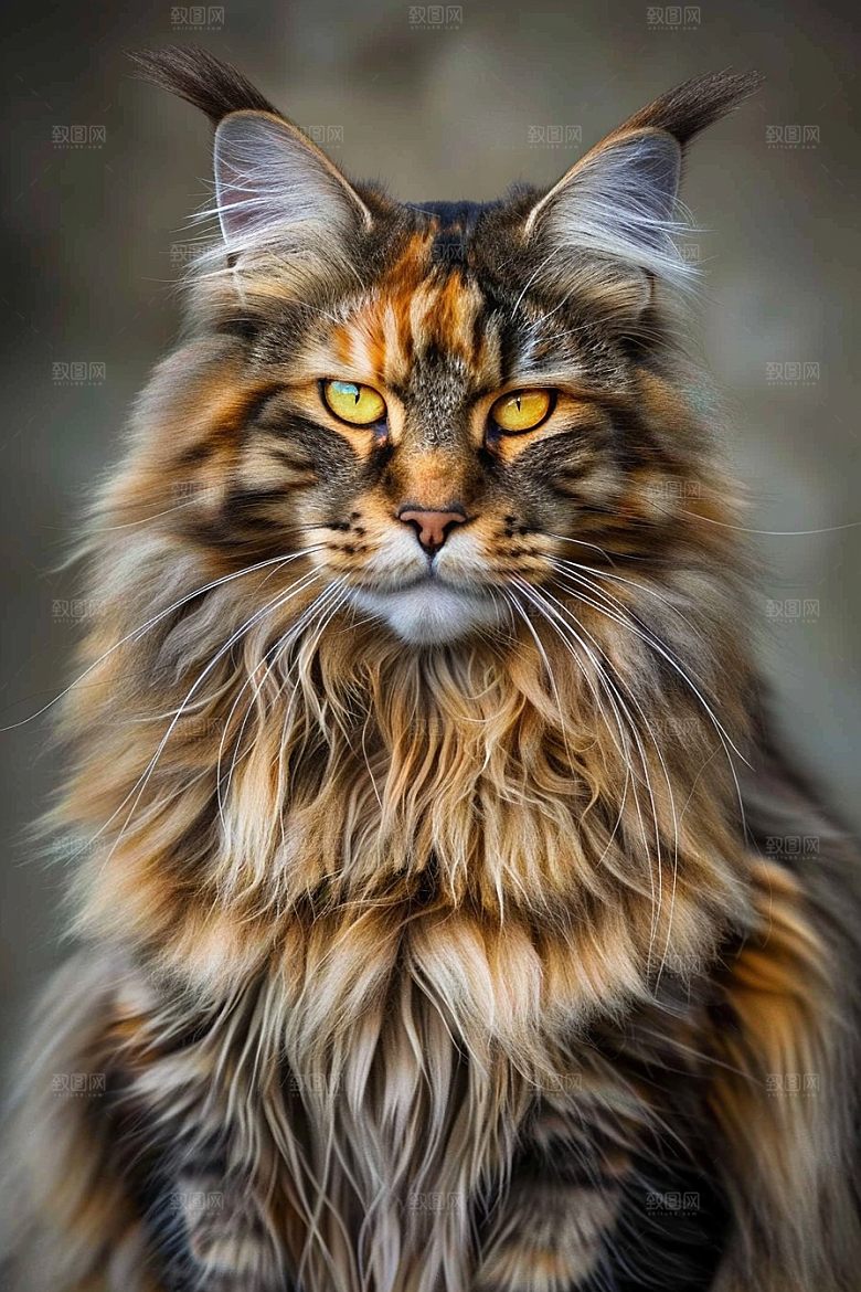 缅因猫陪伴高清摄影图