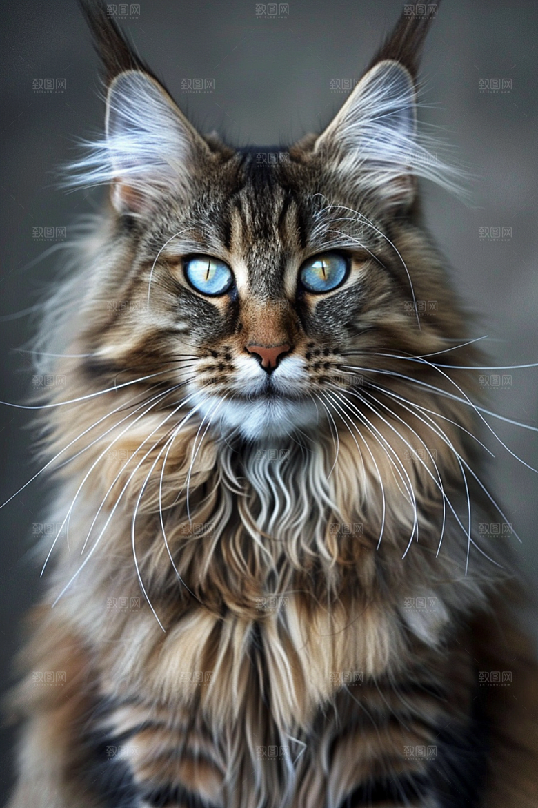 缅因猫小动物养宠摄影图