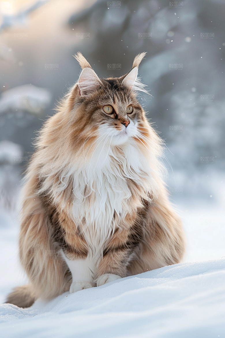 缅因猫养宠长毛猫摄影图