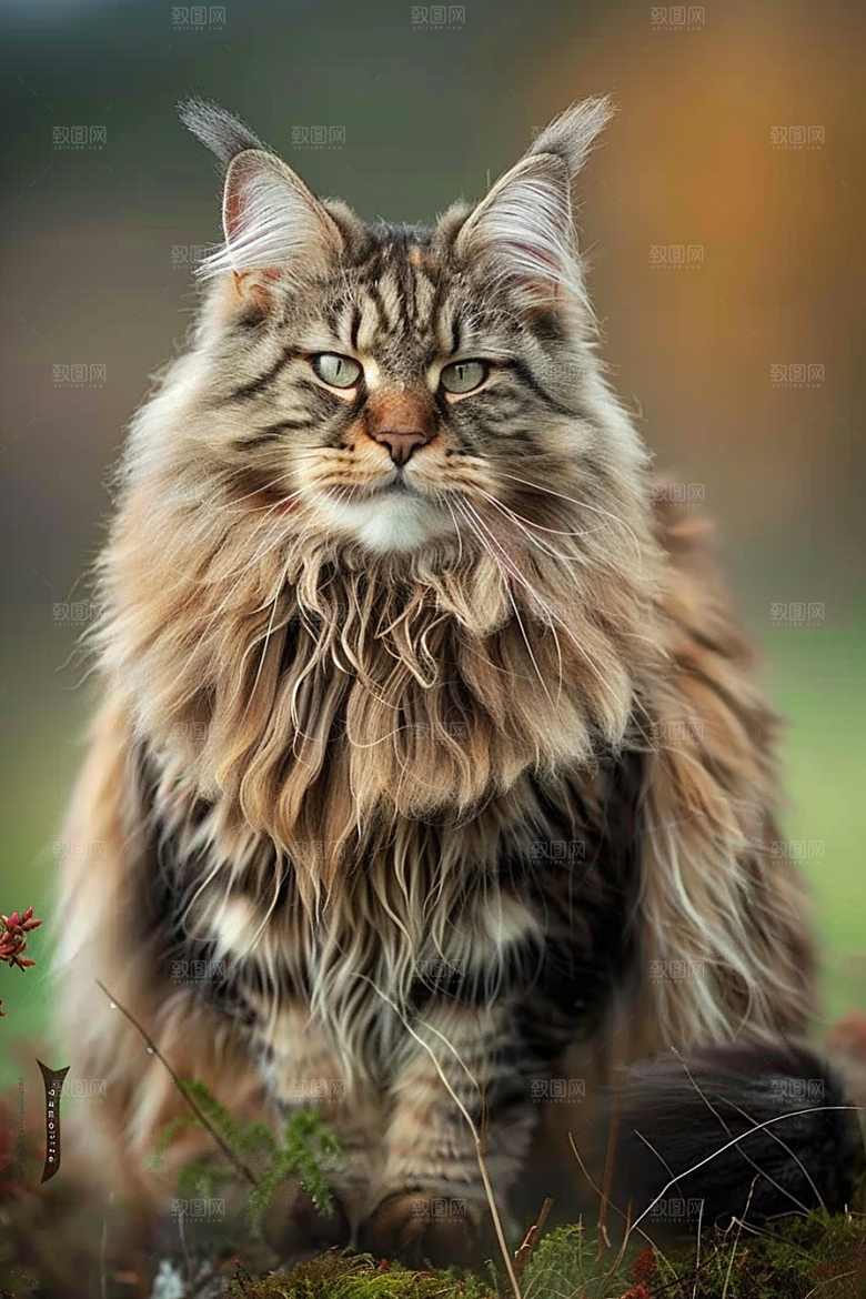 缅因猫品种猫家居生活摄影图
