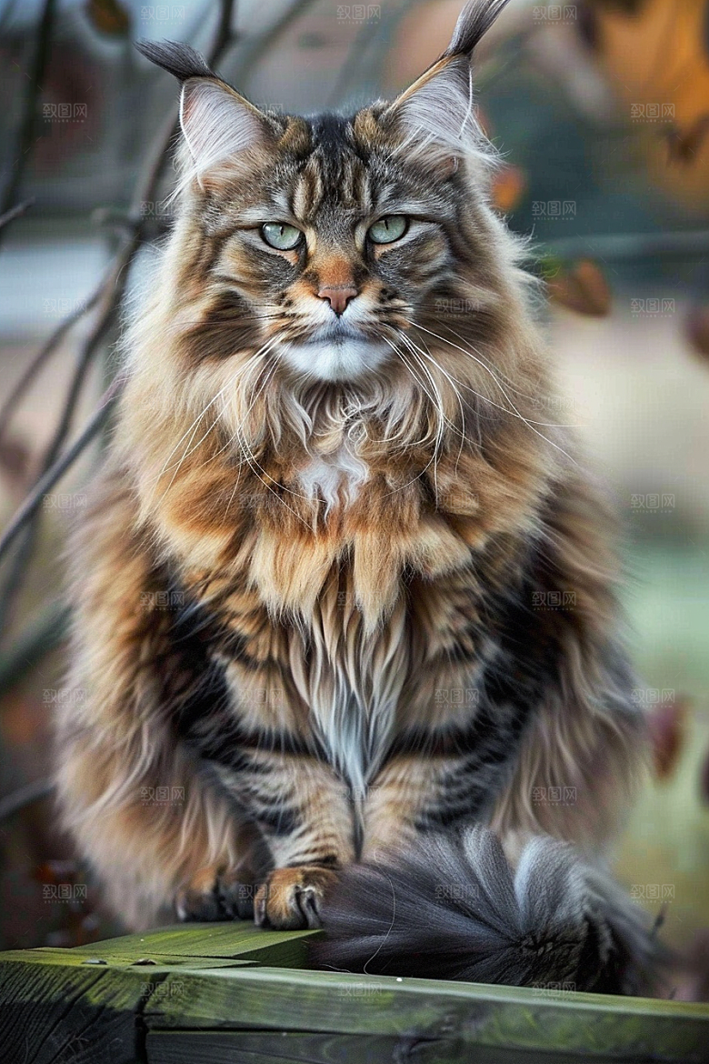 缅因猫可爱长毛猫摄影图